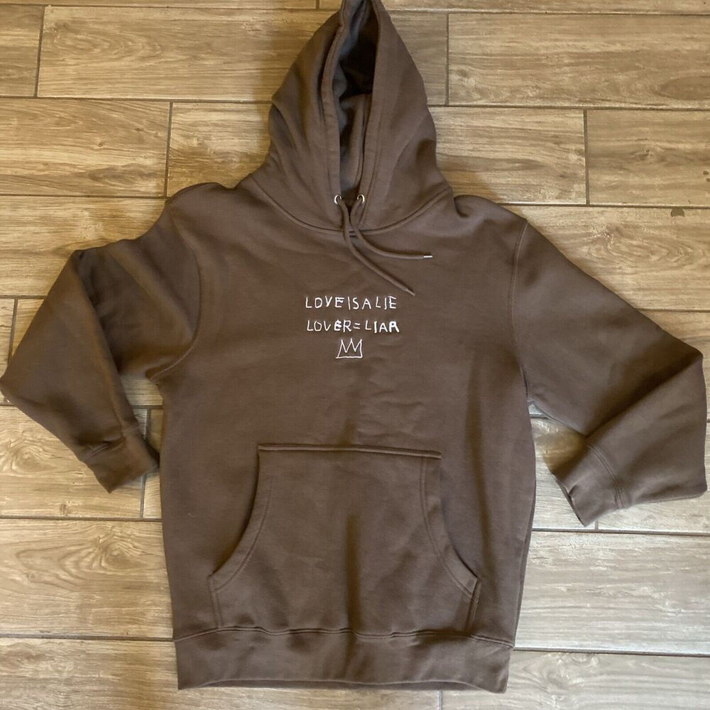 Jean-Michel Basquiat Hoodie Medium Hoodie Sweatshirt Pullover “Love Is A Lie”